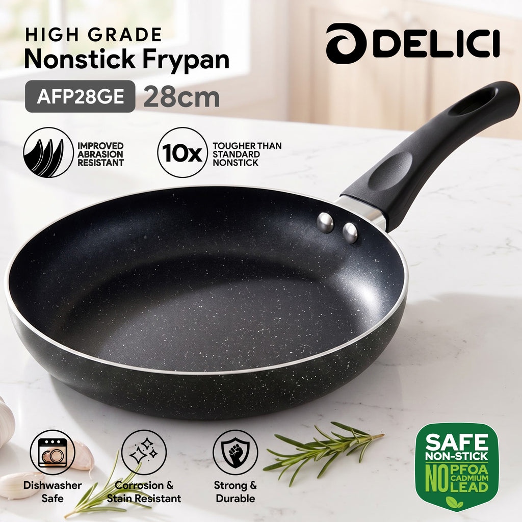Delici Granite Gray Nonstick Fry Pan 28 cm – AFP28GE | PFOA-Free, Dishwasher Safe