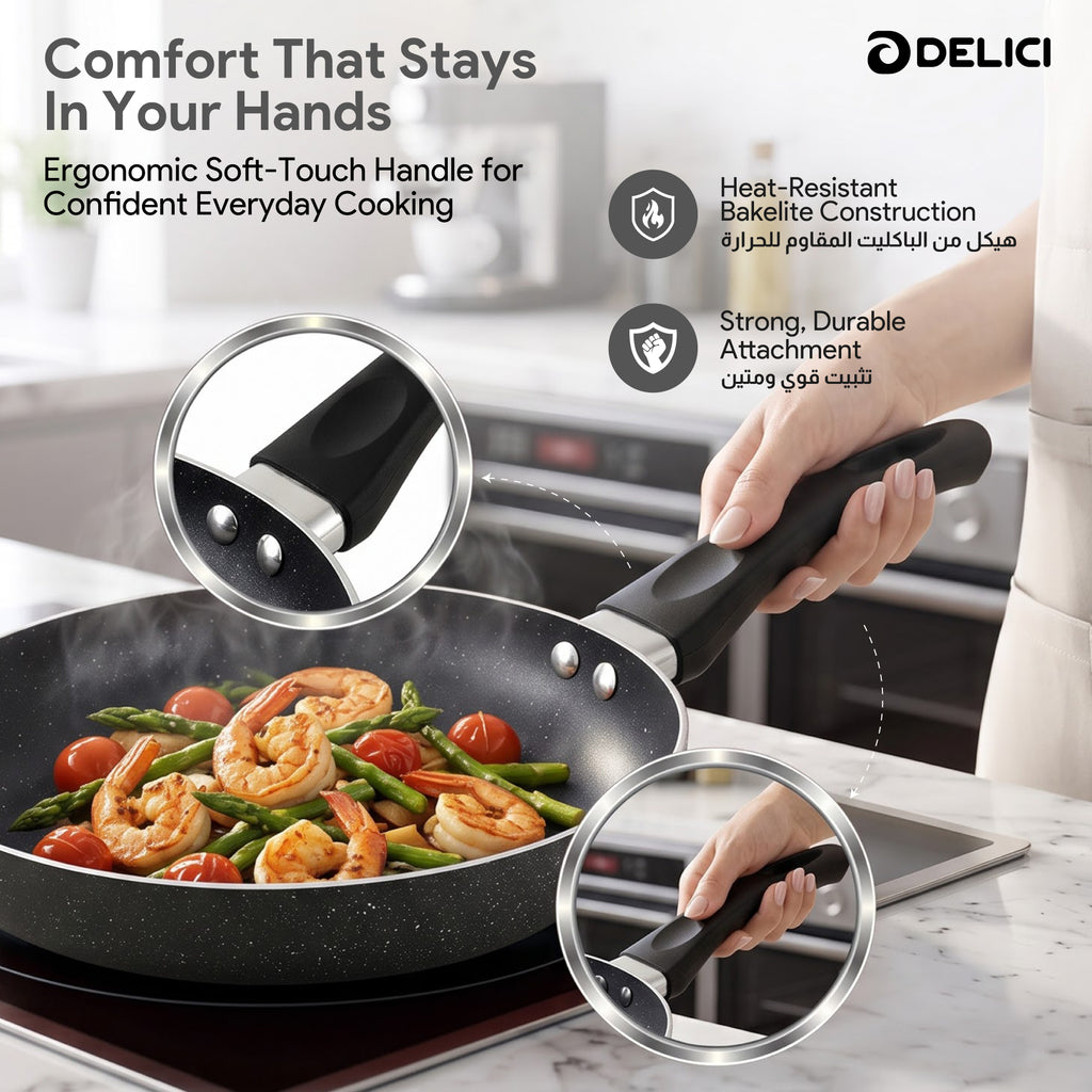 Delici Granite Gray Nonstick Fry Pan 28 cm – AFP28GE | PFOA-Free, Dishwasher Safe