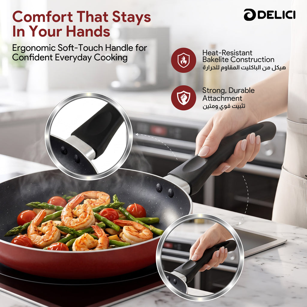 Delici Granite Gray Nonstick Fry Pan 24 cm – AFP24GE | PFOA-Free, Dishwasher Safe