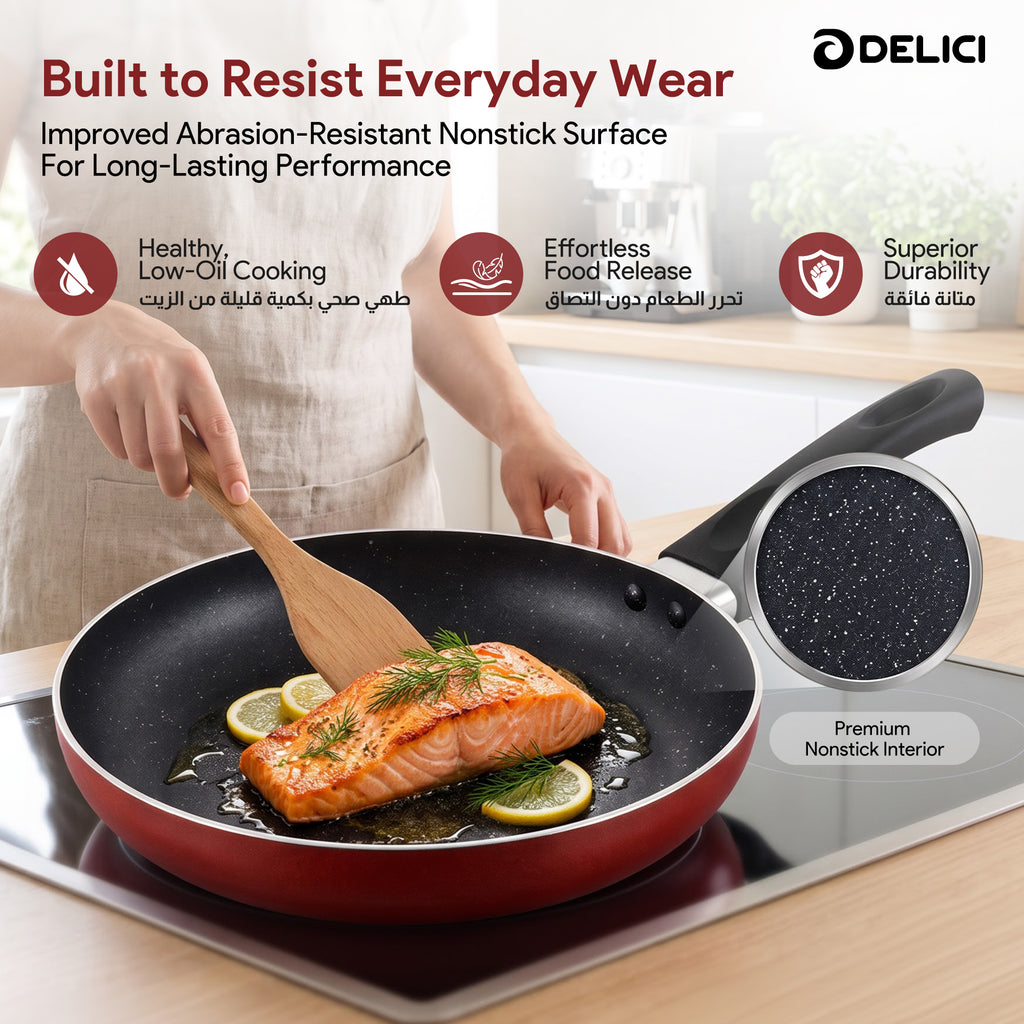 Delici Granite Gray Nonstick Fry Pan 24 cm – AFP24GE | PFOA-Free, Dishwasher Safe