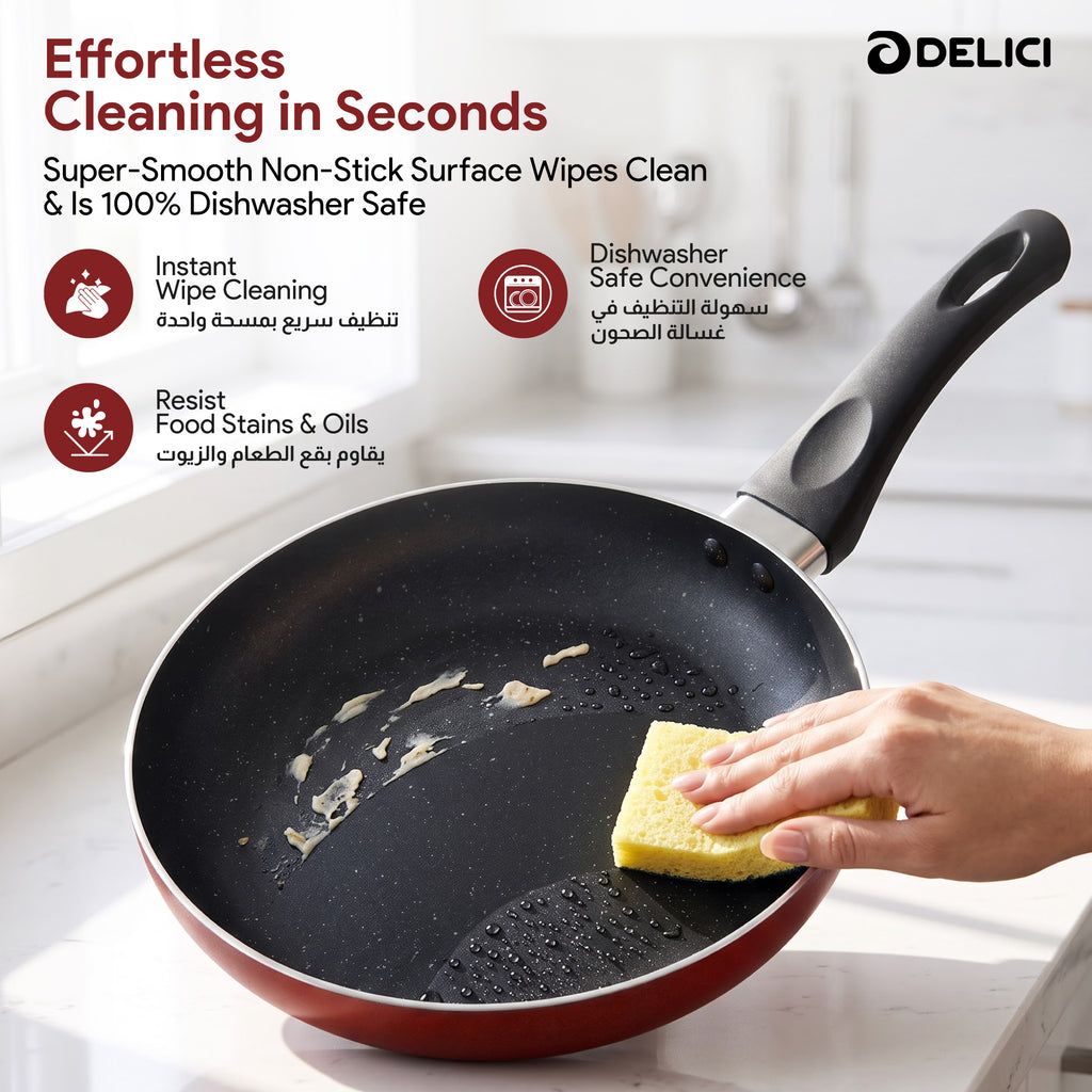 Delici Granite Gray Nonstick Fry Pan 24 cm – AFP24GE | PFOA-Free, Dishwasher Safe