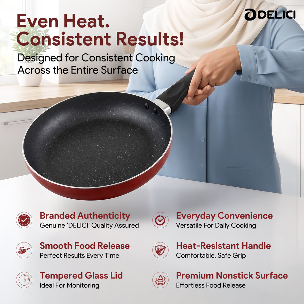 Delici Granite Gray Nonstick Fry Pan 24 cm – AFP24GE | PFOA-Free, Dishwasher Safe