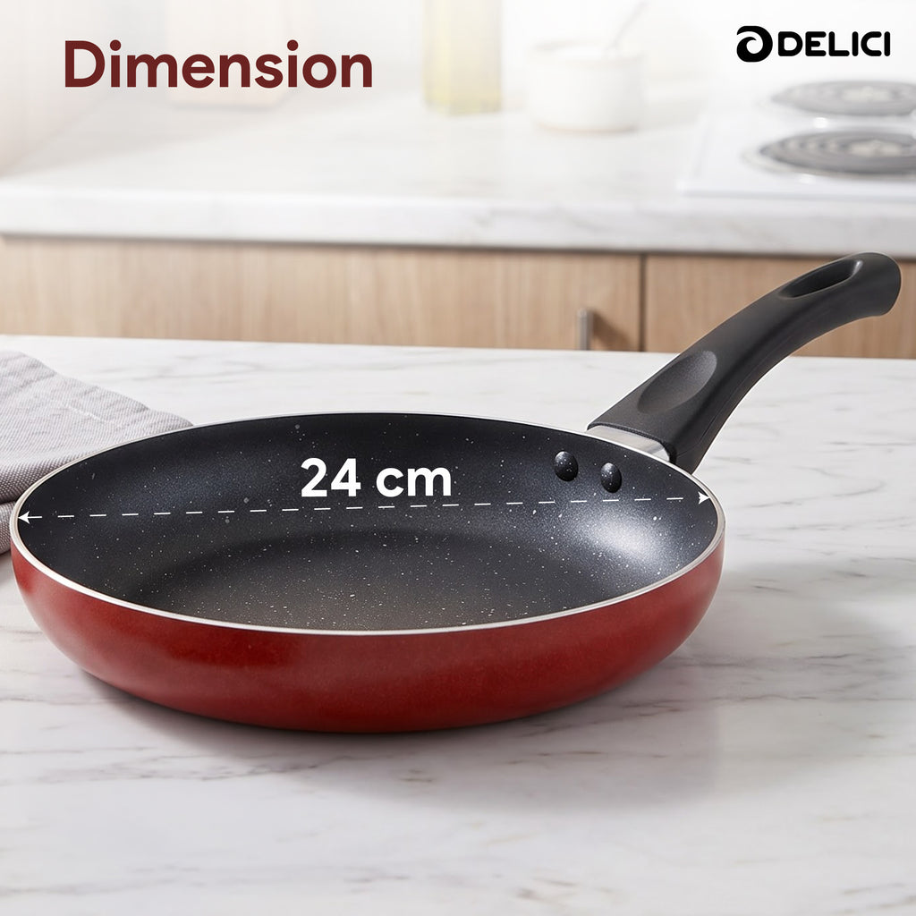 Delici Granite Gray Nonstick Fry Pan 24 cm – AFP24GE | PFOA-Free, Dishwasher Safe