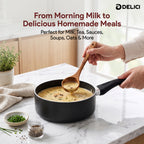 Delici Granite Gray Nonstick Milk Pan 18 cm – AMP18GE | PFOA-Free, Glass Lid