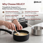 Delici Granite Gray Nonstick Milk Pan 18 cm – AMP18GE | PFOA-Free, Glass Lid
