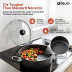 Delici Granite Gray Nonstick Sauce Pan 22 cm – ASP22GE | PFOA-Free, Glass Lid