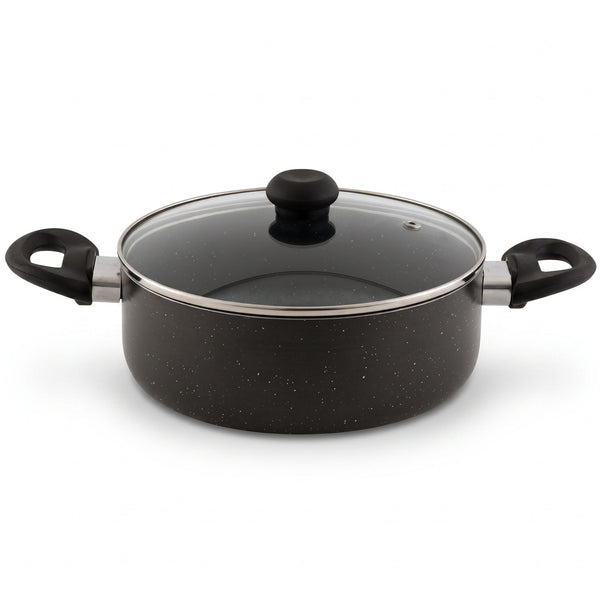 Delici Granite Gray Nonstick Sauce Pan 24 cm – ASP24GE | PFOA-Free, Glass Lid