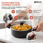 Delici Granite Gray Nonstick Sauce Pan 24 cm – ASP24GE | PFOA-Free, Glass Lid