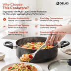 Delici Granite Gray Nonstick Sauce Pan 26 cm – ASP26GE | PFOA-Free, Glass Lid