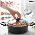 Delici Granite Gray Nonstick Sauce Pan 26 cm – ASP26GE | PFOA-Free, Glass Lid