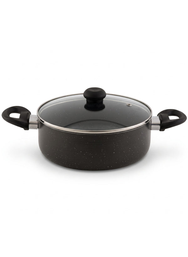 Delici Granite Gray Nonstick Sauce Pan 28 cm – ASP28GE | PFOA-Free, Glass Lid