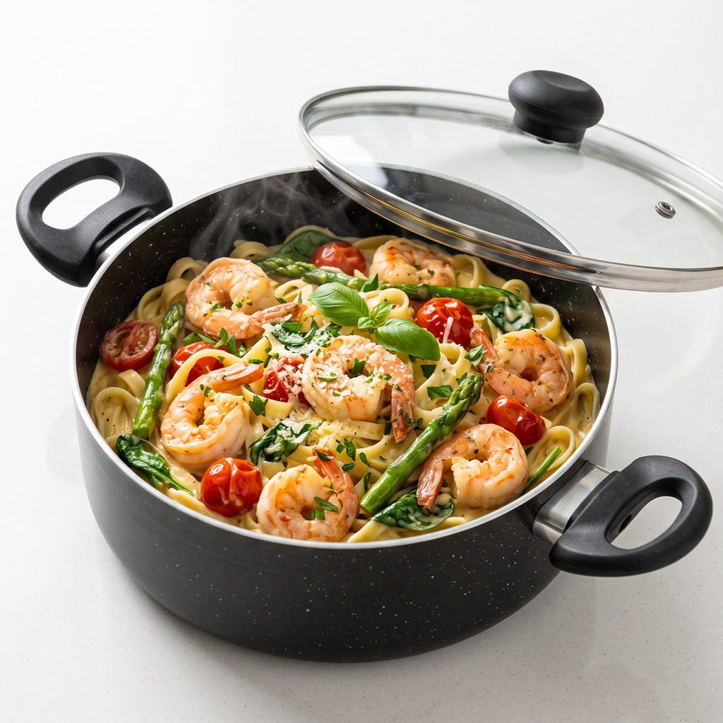 Delici Granite Gray Nonstick Sauce Pan 30 cm – ASP30GE | PFOA-Free, Glass Lid