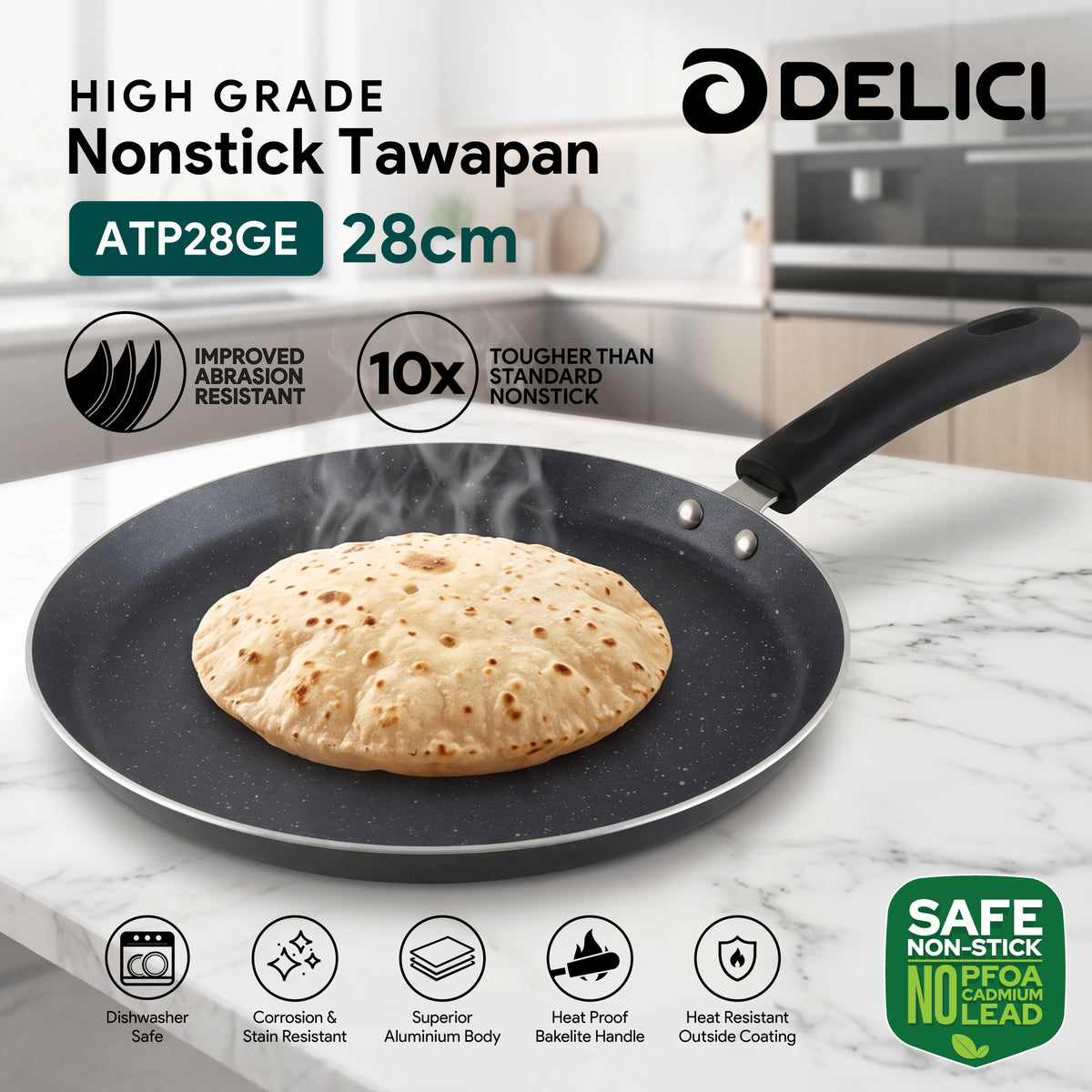 Delici Nonstick Ceramic Cookware 8-Piece Set – NCC8CU | 10x Ultra Nonstick, Multi-Cooktop