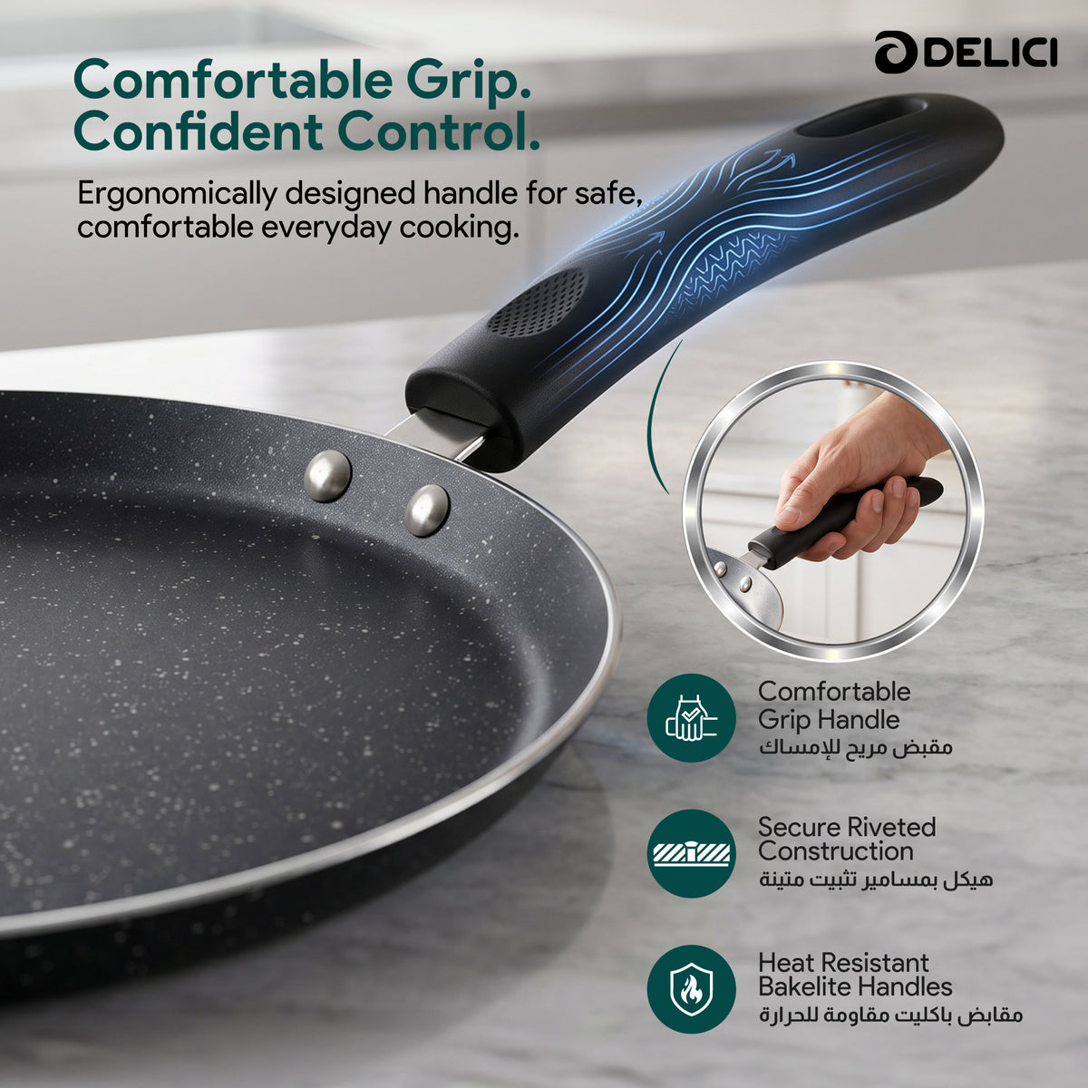 Delici Nonstick Ceramic Cookware 8-Piece Set – NCC8CU | 10x Ultra Nonstick, Multi-Cooktop
