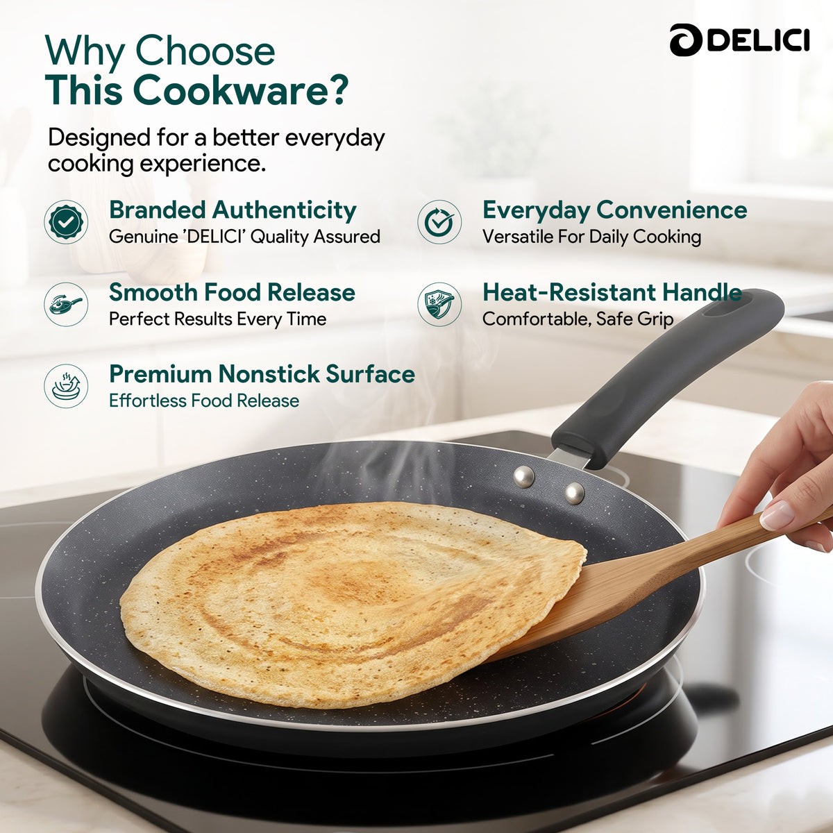 Delici Nonstick Ceramic Cookware 8-Piece Set – NCC8CU | 10x Ultra Nonstick, Multi-Cooktop