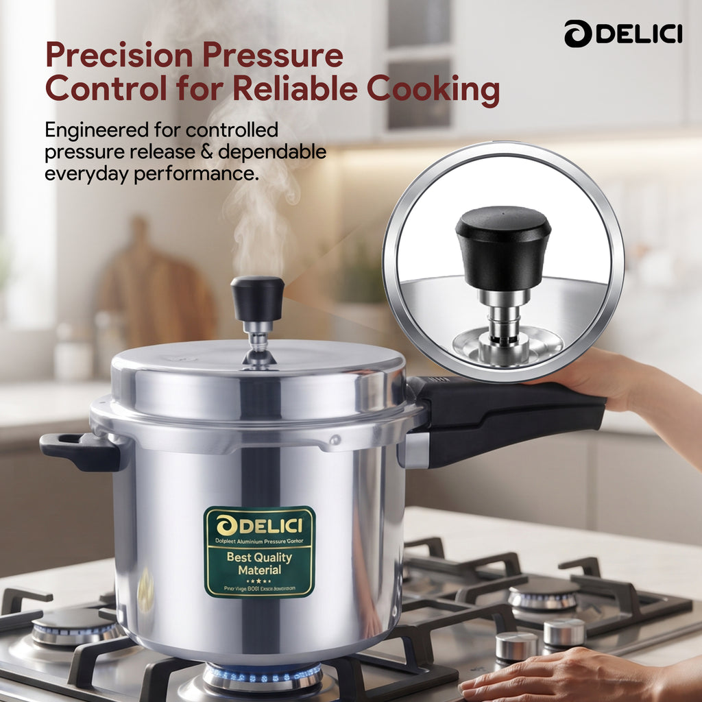 Delici Dripless 3 Litre NIB Aluminium Pressure Cooker – ADPC3E | Induction Compatible