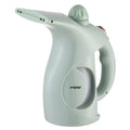 A handheld steam steamer in a pale mint green color, featuring a curved handle, a flat steam nozzle, and the 'impex' brand name printed on the front, set against a plain white background.