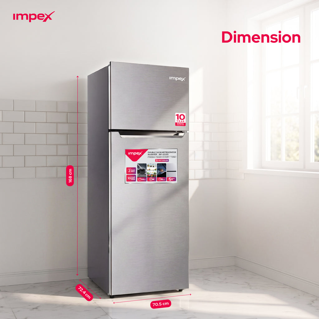 Impex IRF420SS – 458L No Frost Inverter Refrigerator | Stainless Steel