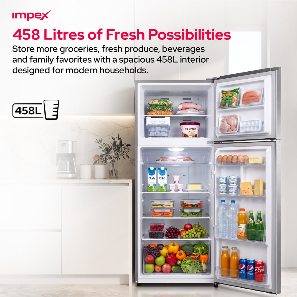 Impex IRF420SS – 458L No Frost Inverter Refrigerator | Stainless Steel