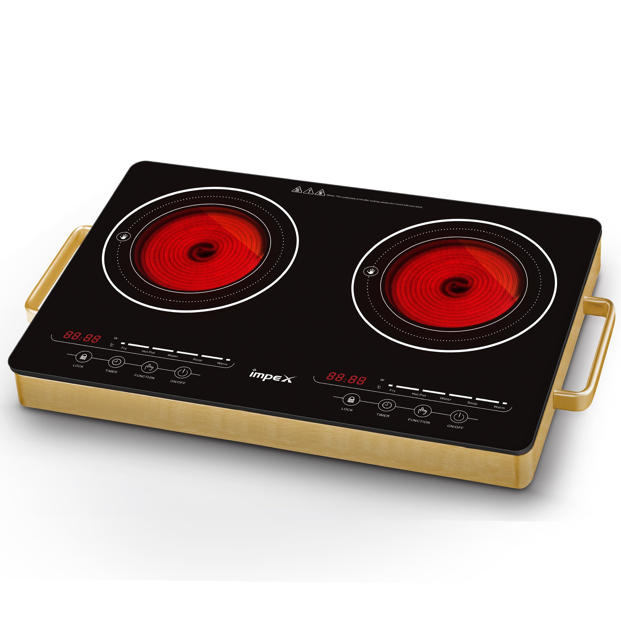 Impex IR2704 Double Infrared Cooktop | 1800W×2 | Touch Sensor Control