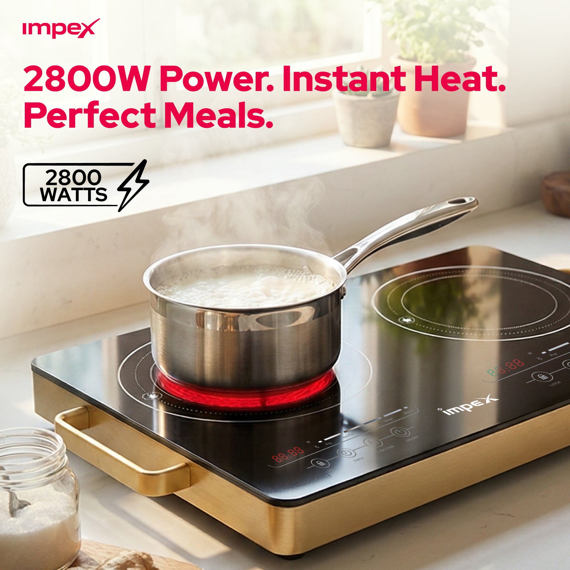 Impex IR2704 Double Infrared Cooktop | 1800W×2 | Touch Sensor Control