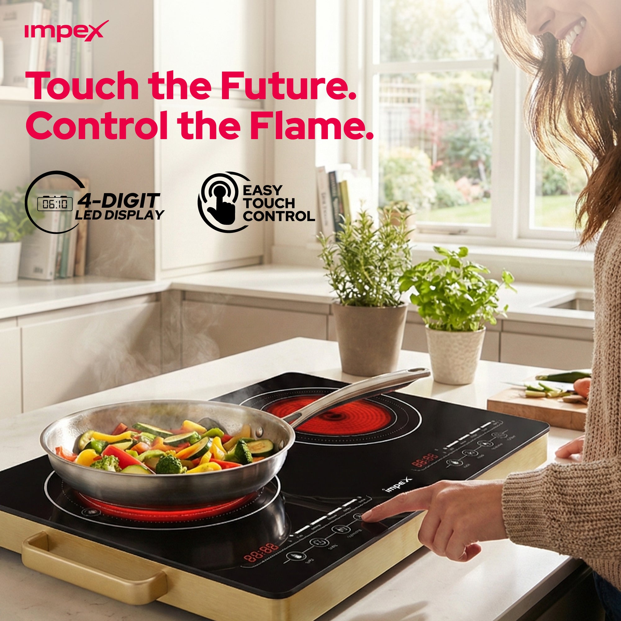 Impex IR2704 Double Infrared Cooktop | 1800W×2 | Touch Sensor Control