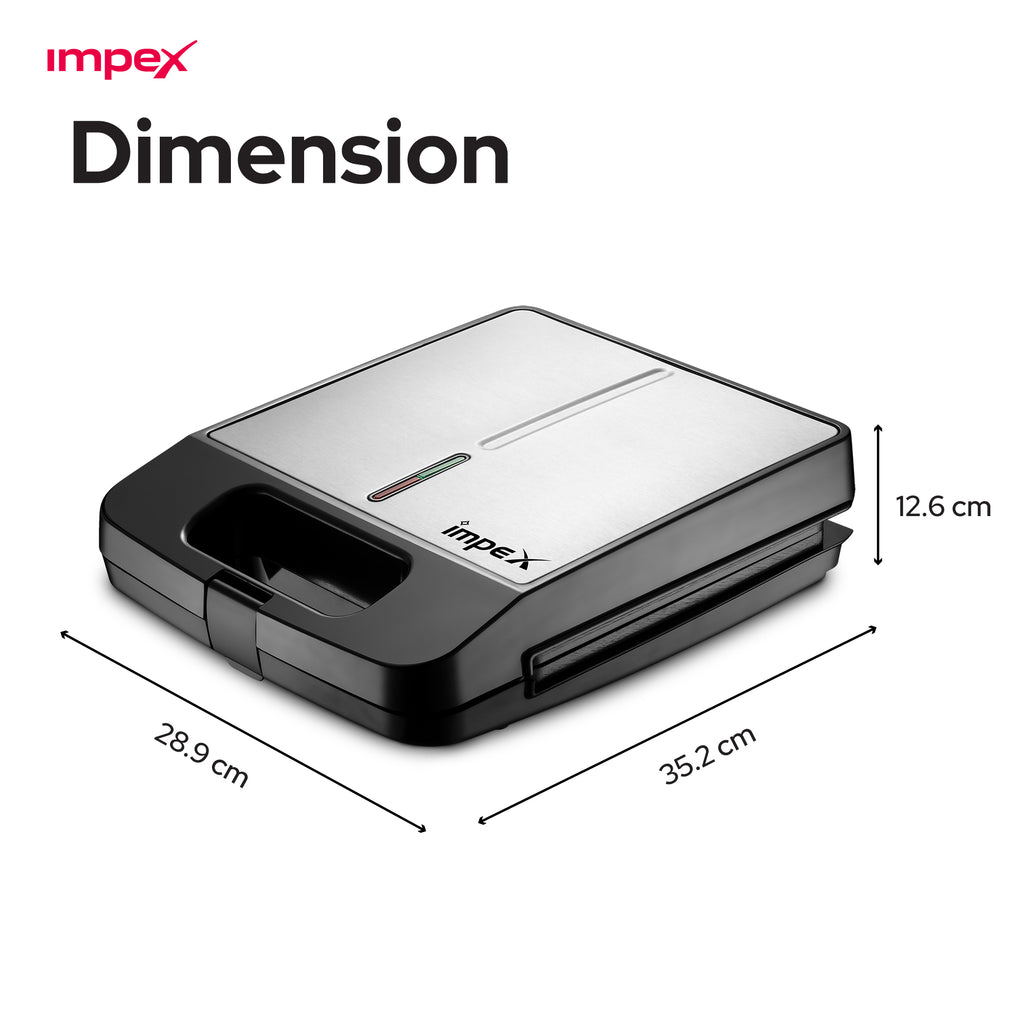 Impex SW3606 – صانعة شطائر 4 شرائح بألواح غير لاصقة وحماية من الحرارة الزائدة