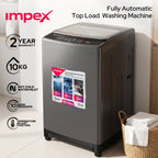 غسالة ملابس IMPEX WM1000TMG ذات تعبئة علوية أوتوماتيكية بالكامل بسعة 10 كجم