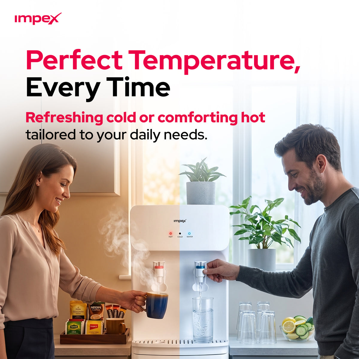 Impex WD3904B – 2 Tap Hot & Cold Water Dispenser with Compressor Cooling