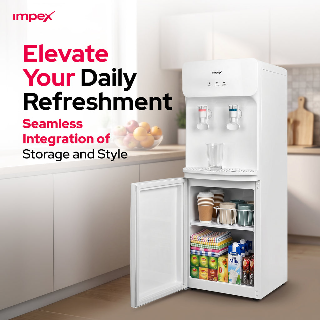 Impex WD3904B – موزع مياه ساخن وبارد بحنفيتين مع تبريد بالضاغط