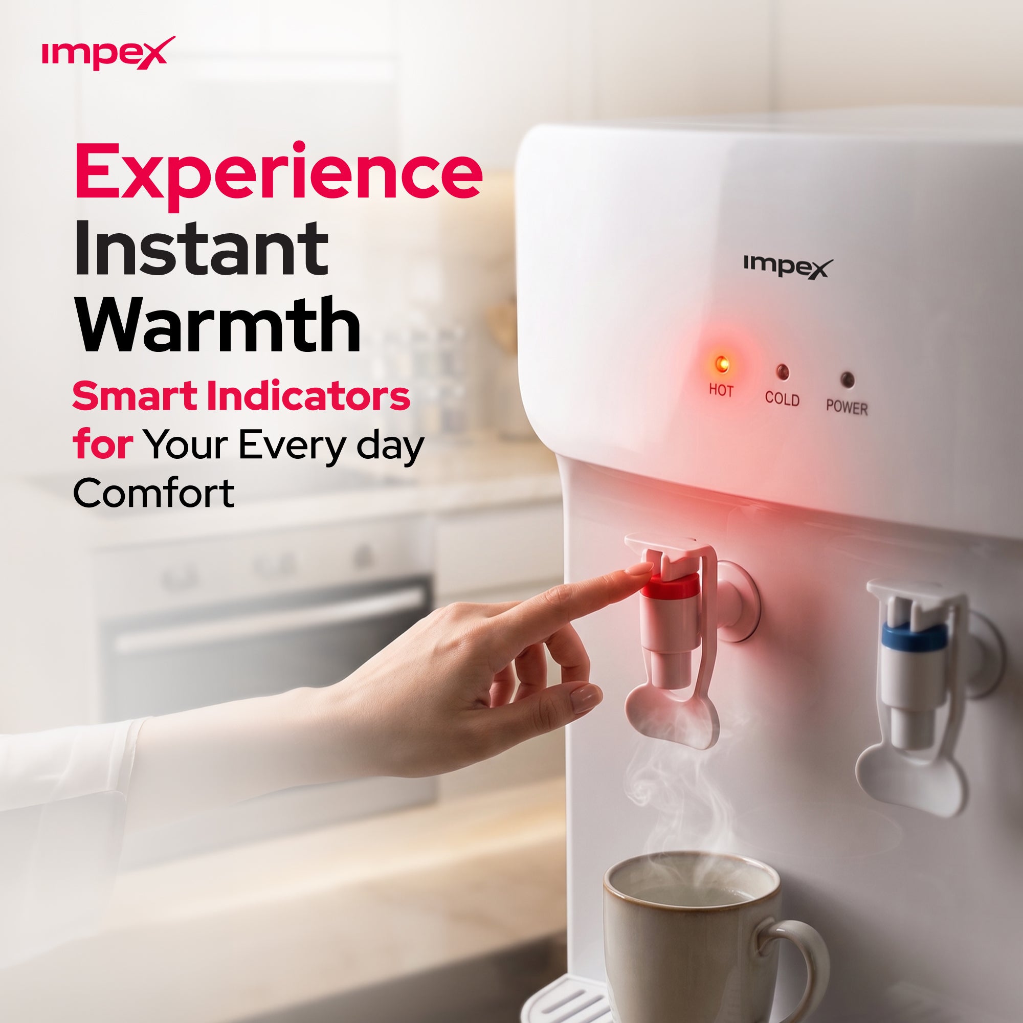 Impex WD3904B – موزع مياه ساخن وبارد بحنفيتين مع تبريد بالضاغط