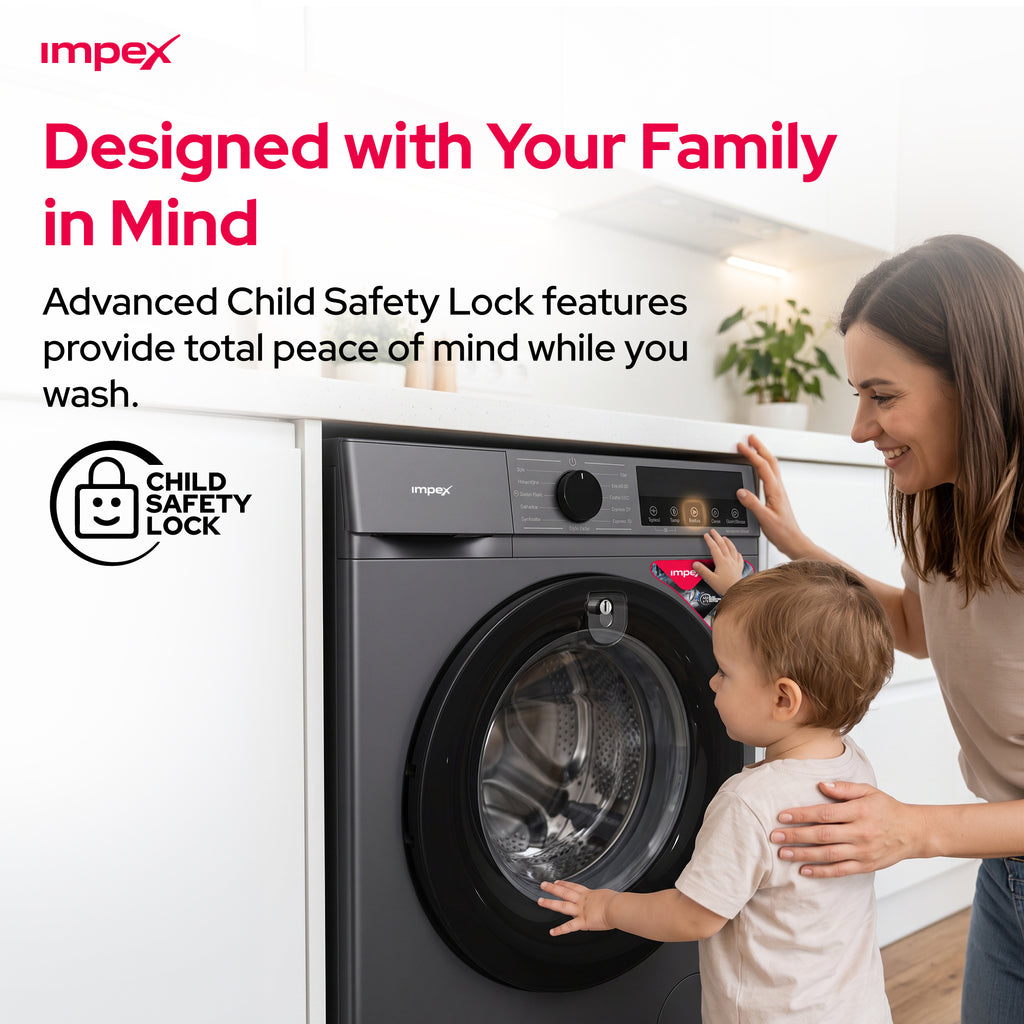 Impex WM0800FS – 8KG Front Load Washing Machine with BLDC Inverter Motor