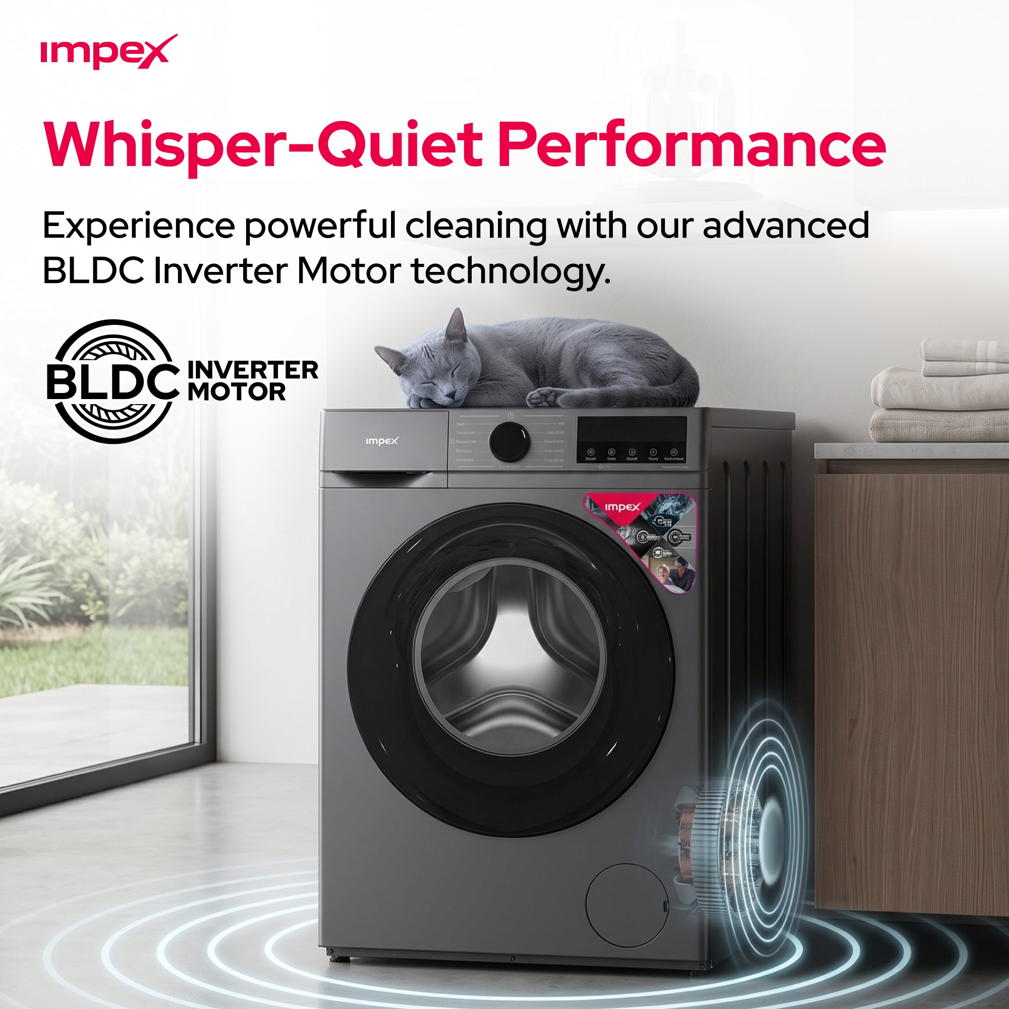 Impex WM0800FS – 8KG Front Load Washing Machine with BLDC Inverter Motor