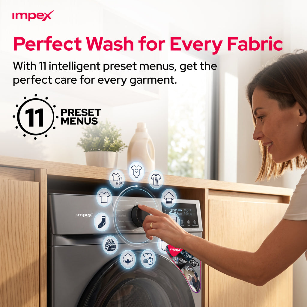Impex WM0800FS – 8KG Front Load Washing Machine with BLDC Inverter Motor