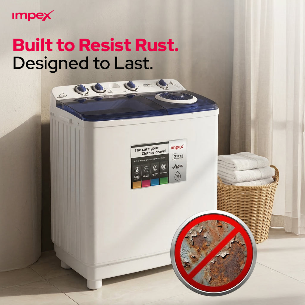 غسالة ملابس نصف أوتوماتيكية Impex WM 4205 – 12 كجم مع خاصية التجفيف بالهواء التوربيني