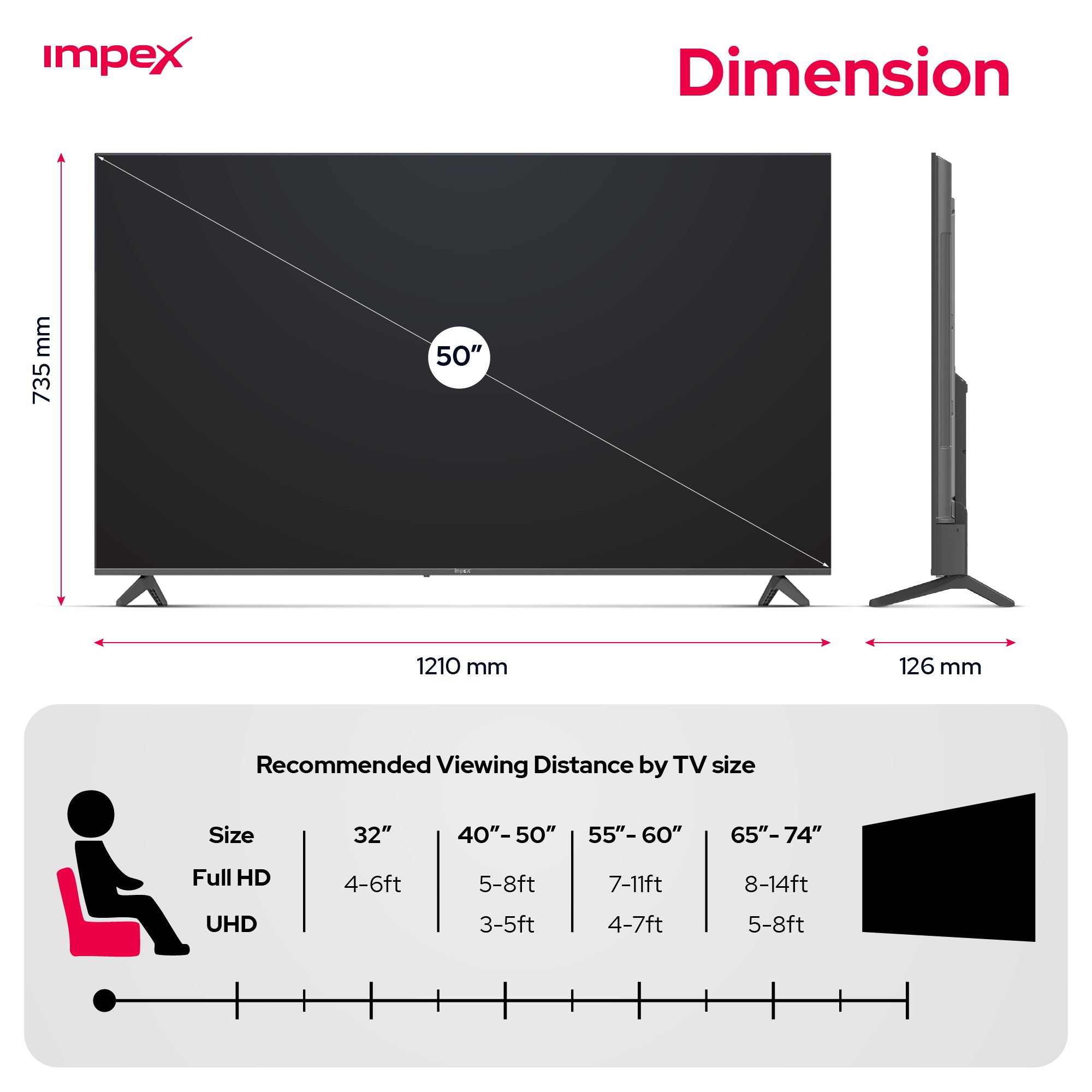 Impex evoQ 50S4QLC2R120 50" QLED 4K Google TV | صوت دولبي | جهاز تحكم صوتي عن بعد