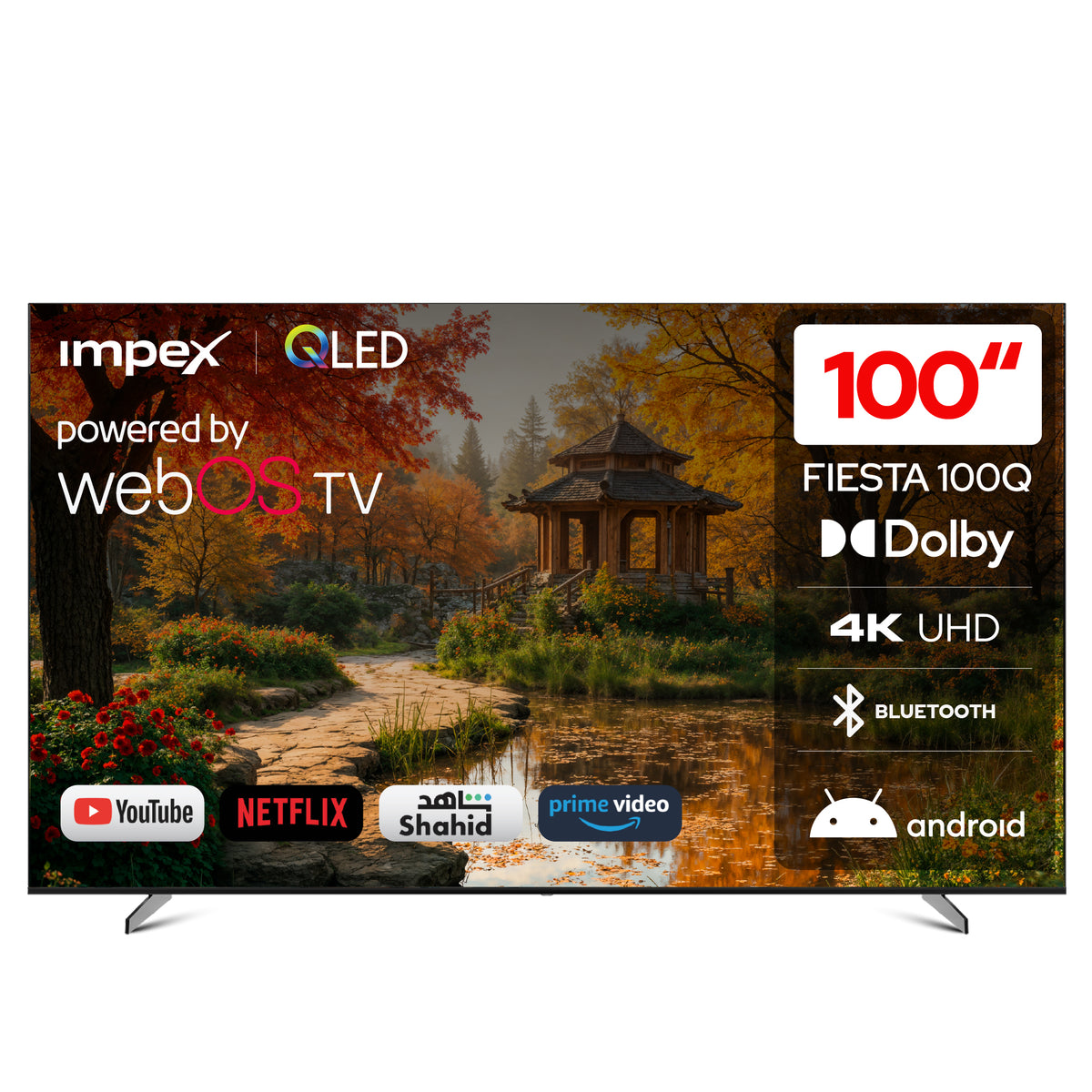 Impex Fiesta100Q – تلفزيون ذكي QLED 4K UHD مقاس 100 بوصة مع ThinQ AI و AirPlay وجهاز تحكم عن بعد سحري