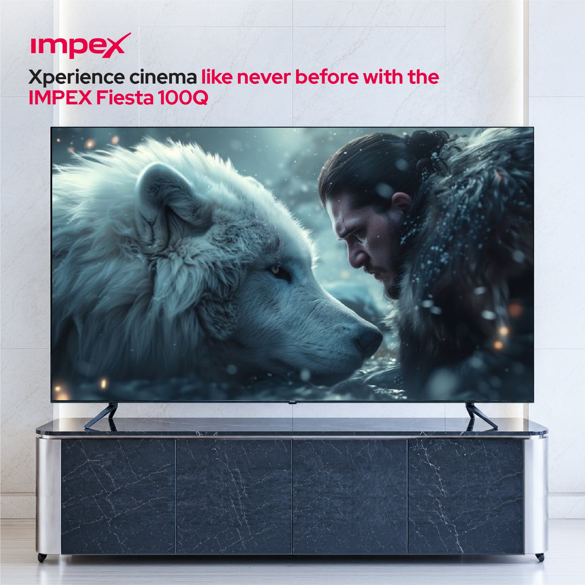 Impex Fiesta100Q – تلفزيون ذكي QLED 4K UHD مقاس 100 بوصة مع ThinQ AI و AirPlay وجهاز تحكم عن بعد سحري