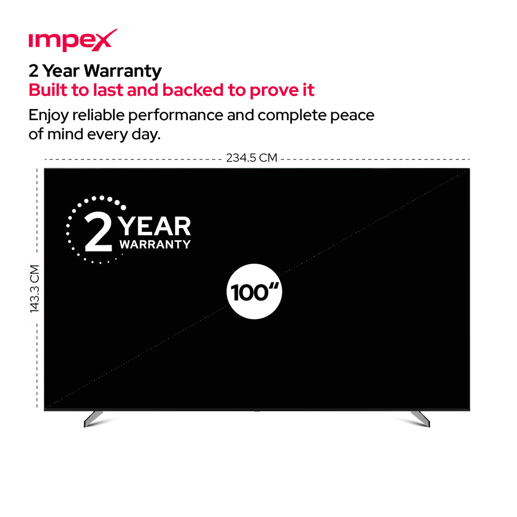Impex Fiesta100Q – تلفزيون ذكي QLED 4K UHD مقاس 100 بوصة مع ThinQ AI و AirPlay وجهاز تحكم عن بعد سحري