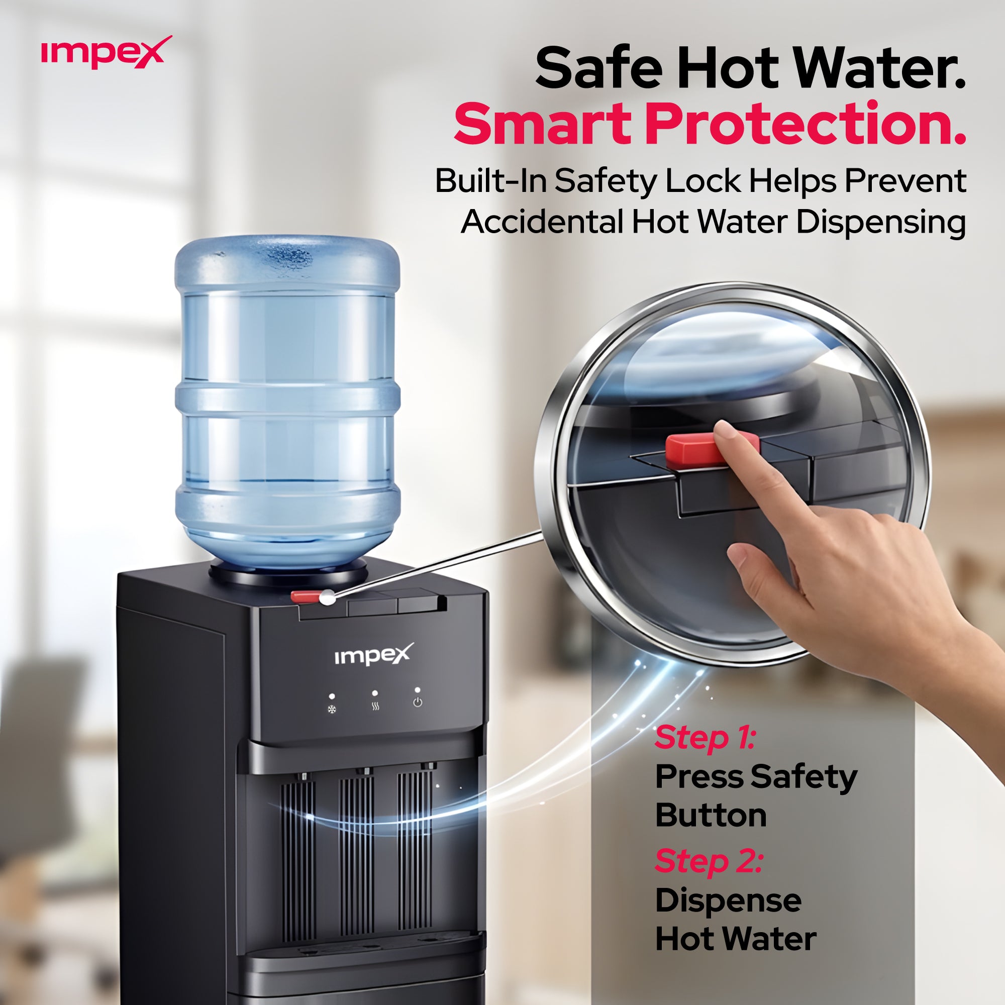 Impex WD3902C – 3 Tap Hot, Cold & Ambient Water Dispenser with Cabinet