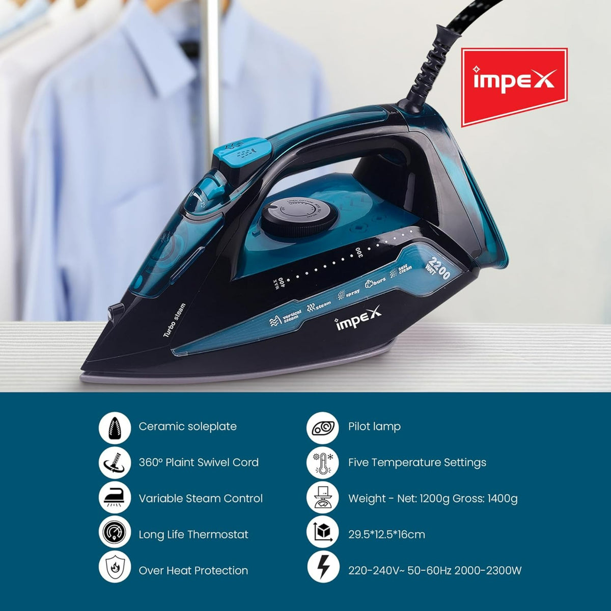 Impex Electric Steam Iron Box (IBS-404)