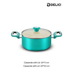 Delici 8-Piece Ceramic Nonstick Cookware Set Green NCC8TG | Made in India